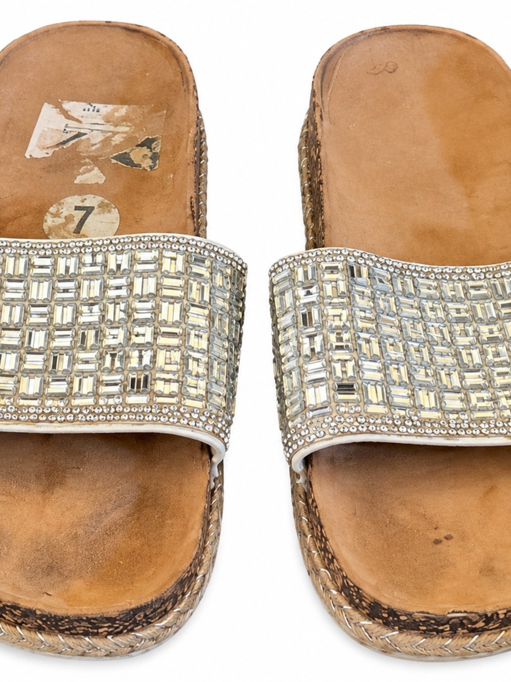 Andiamo Women’s Size 7 Silver Rhinestone Embellished Slide Sandals